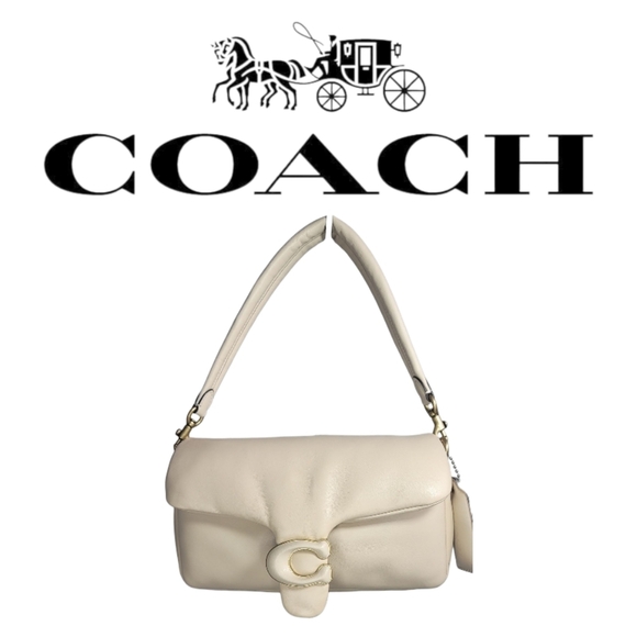 Coach Tabby Ivory Leather Shoulder Bag with Gold Hardware C0772 - Picture 1 of 11